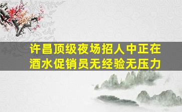 许昌顶级夜场招人中正在酒水促销员无经验无压力